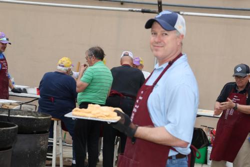 Men's Club Fish Fry Men Working