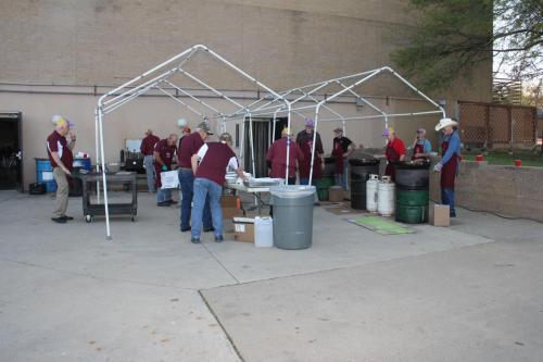 Men's Club Fish Fry Men Working